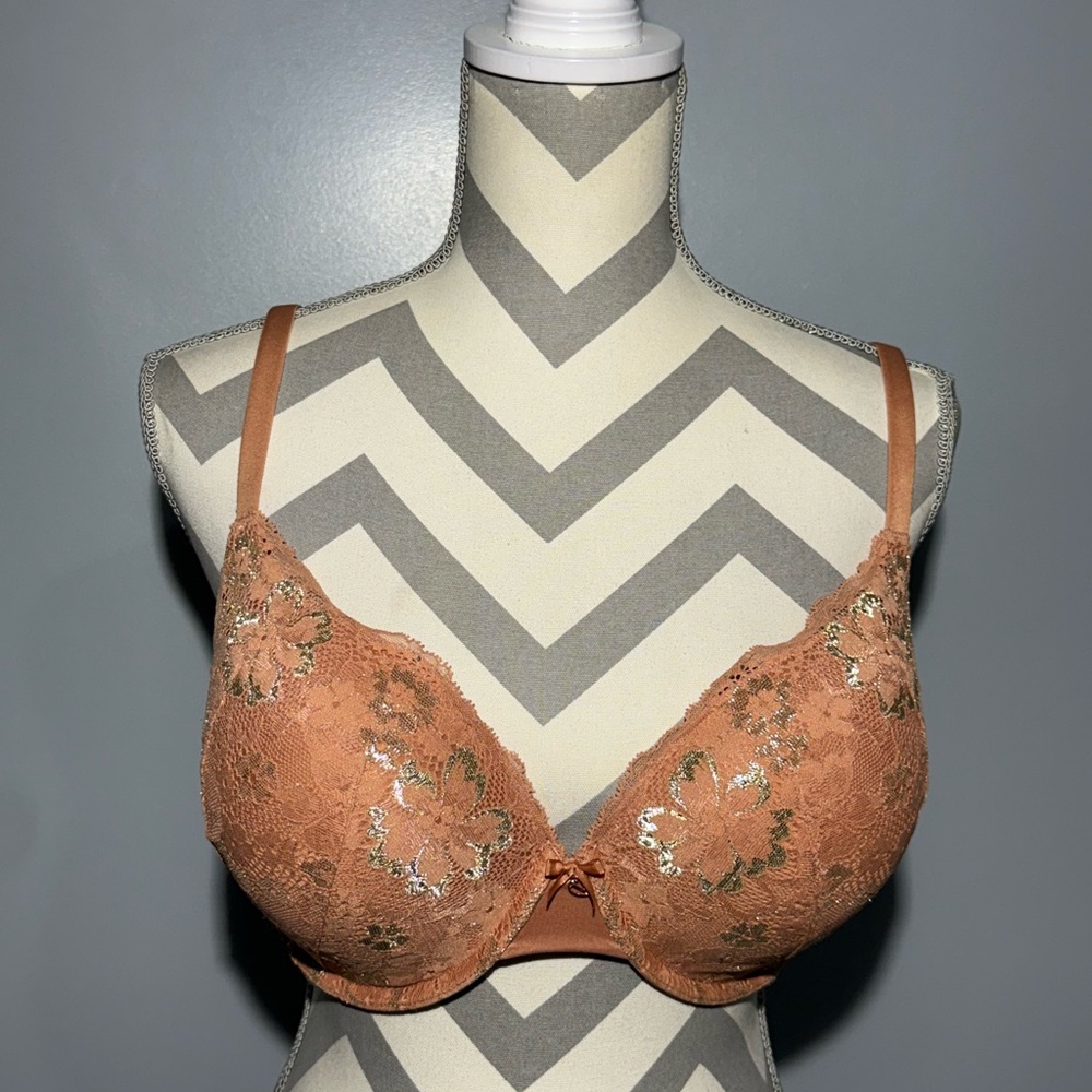 Elegant Lace Flower Bra-Tan
